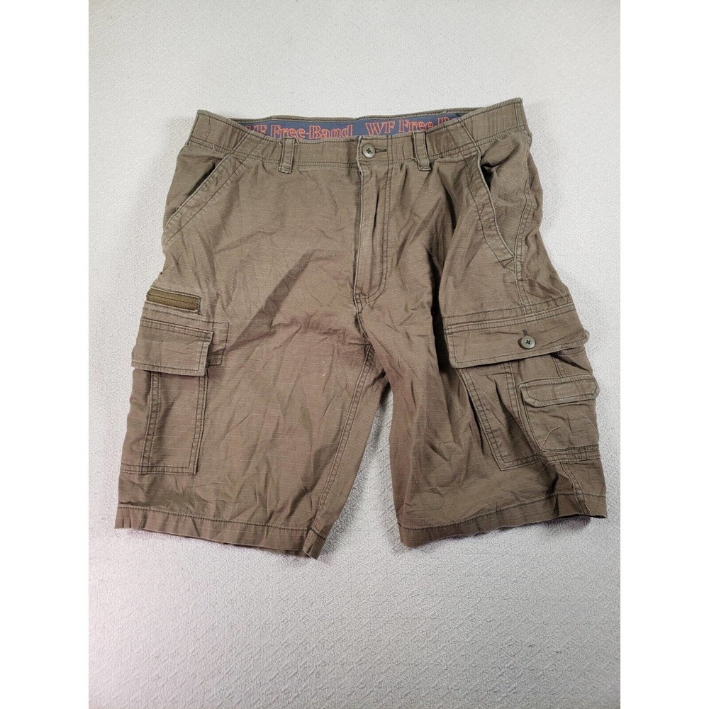 Wear First Shorts Mens 36 Brown Denim Mid Rise Flat Front Cotton Cargo Pockets